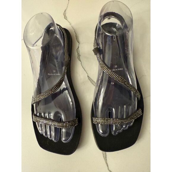 Free People Black Crystal Cove Sandals Size 38 - Picture 6 of 9
